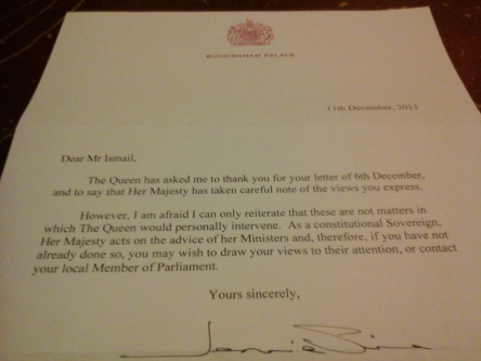 Buckingham palace correspondence